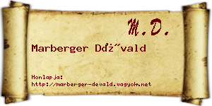 Marberger Dévald névjegykártya